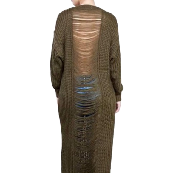 Olive Long Midi Sweater /Dress - Picture 3 of 3